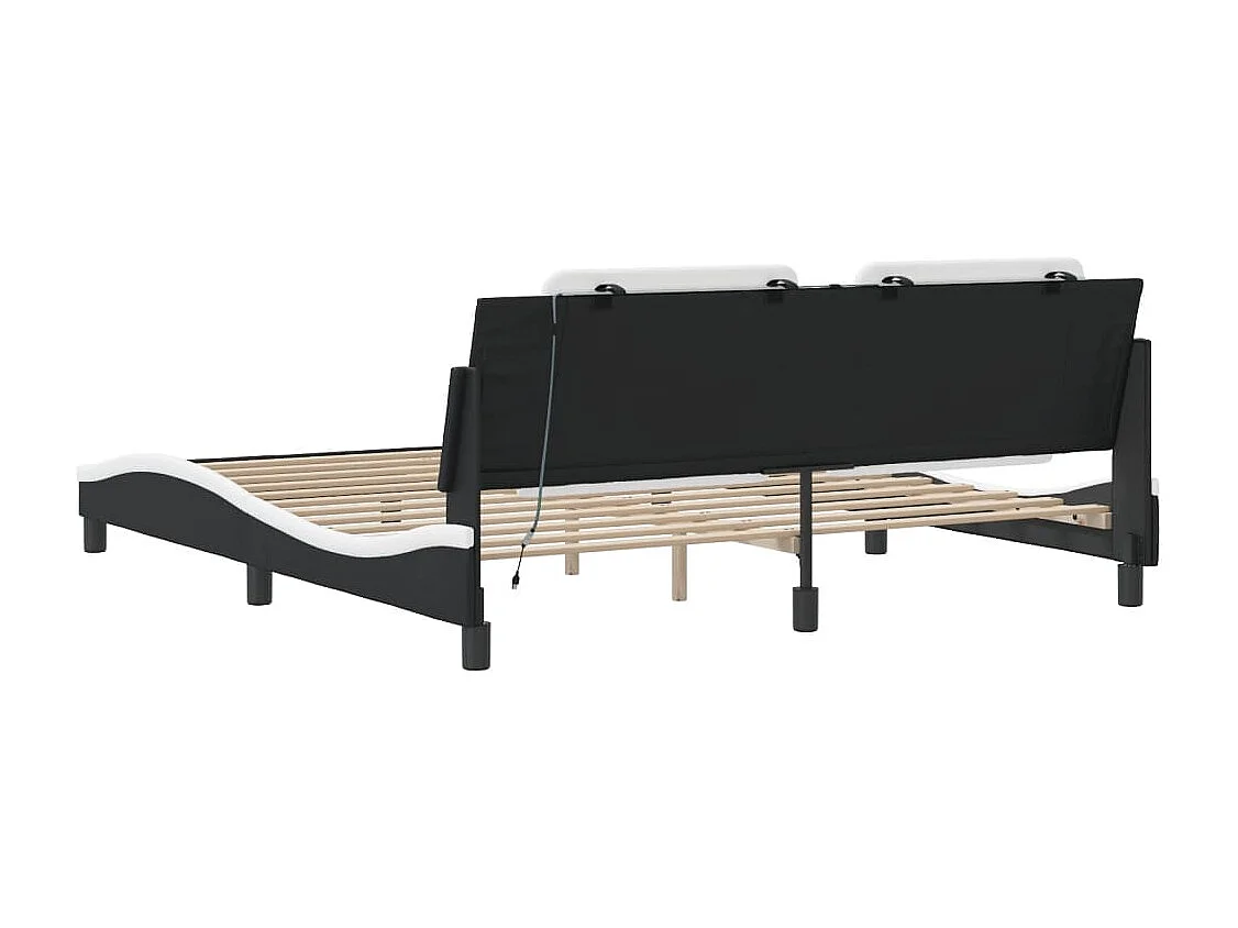 Struttura letto con LED senza materasso nero e bianco 180x200 cm