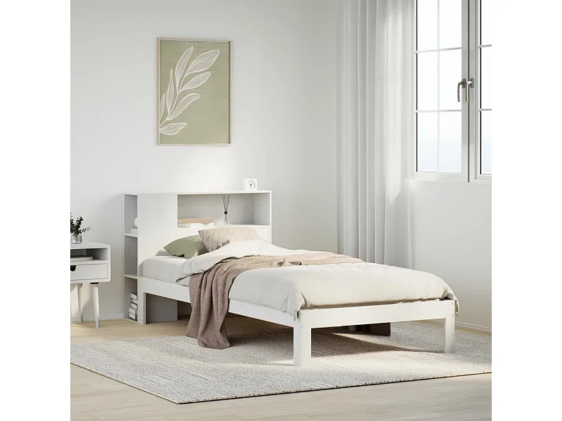 Wit boekenkastbed zonder matras 75x190cm massief grenenhout