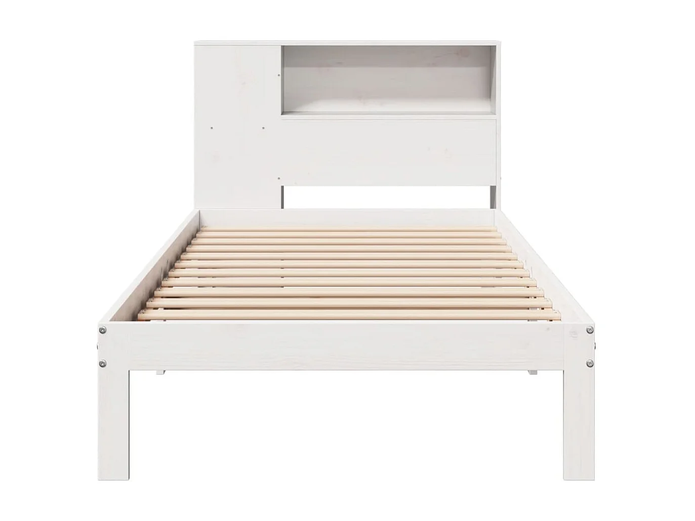 Lit bibliothèque sans matelas blanc 75x190cm bois de pin massif