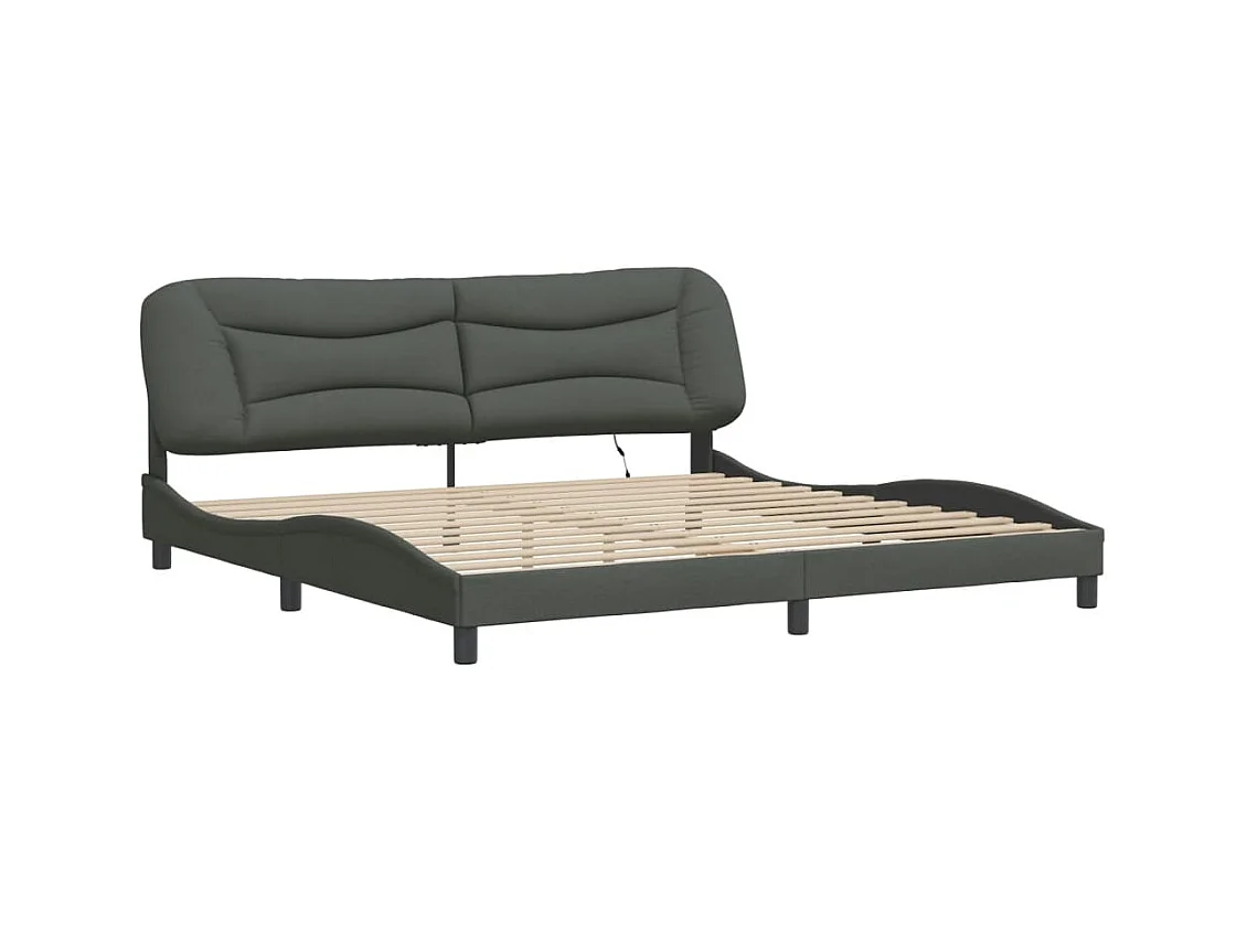 Bedframe met LED zonder matras donkergrijs 200x200 cm stof