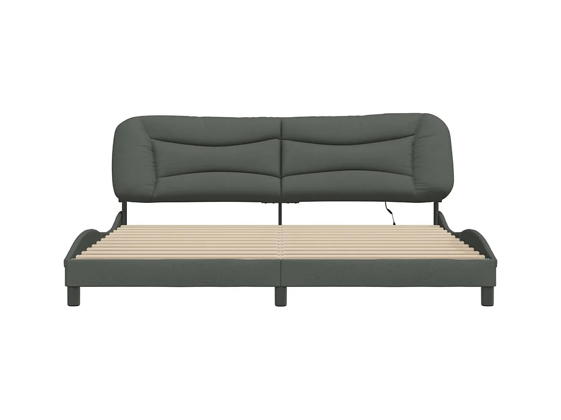 Bedframe met LED zonder matras donkergrijs 200x200 cm stof