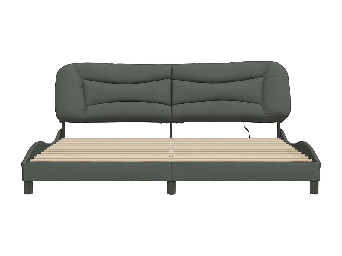 Cadre de lit avec LED sans matelas gris foncé 200x200 cm tissu