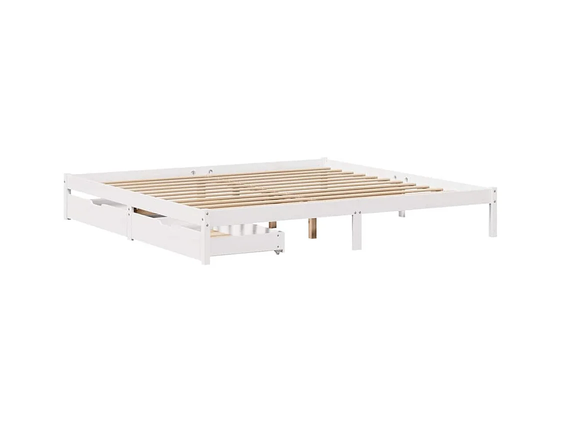 Bedframe zonder matras wit 200x200 cm massief grenenhout