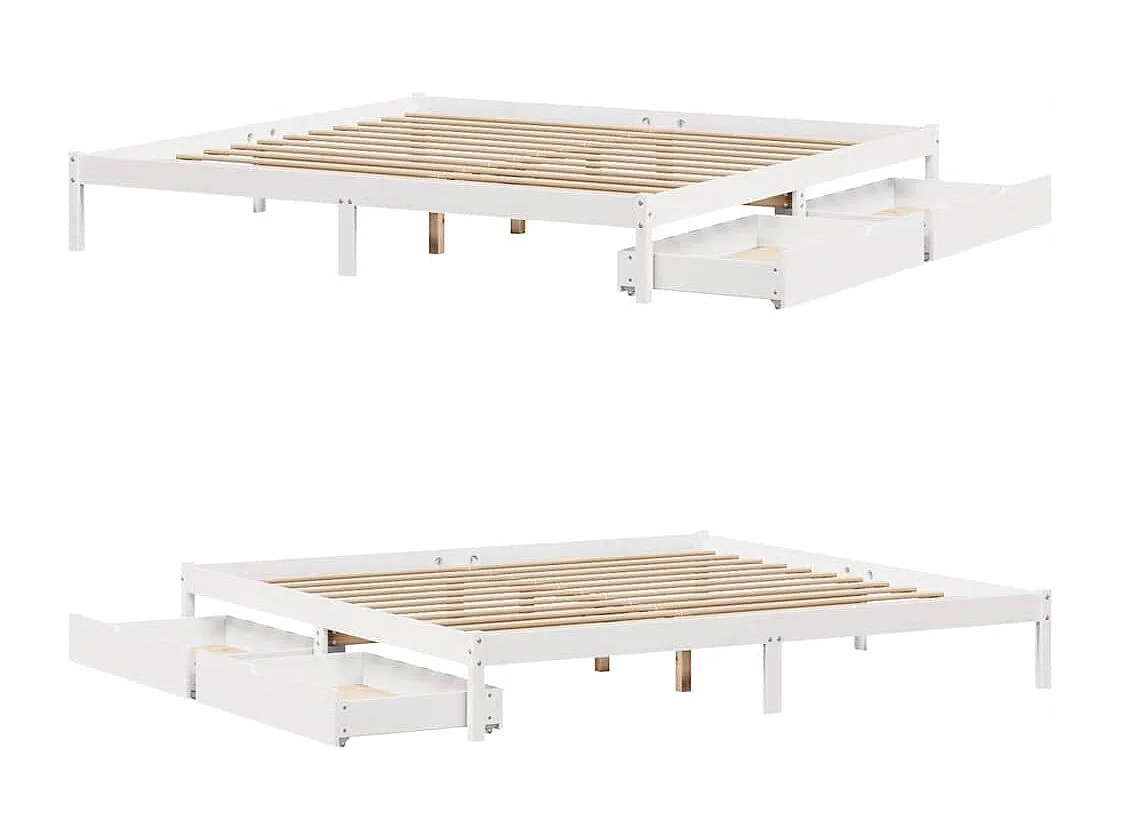 Bedframe zonder matras wit 200x200 cm massief grenenhout