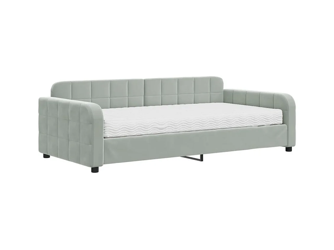Tagesbett mit hellgrauer 100x200 cm Samtmatratze