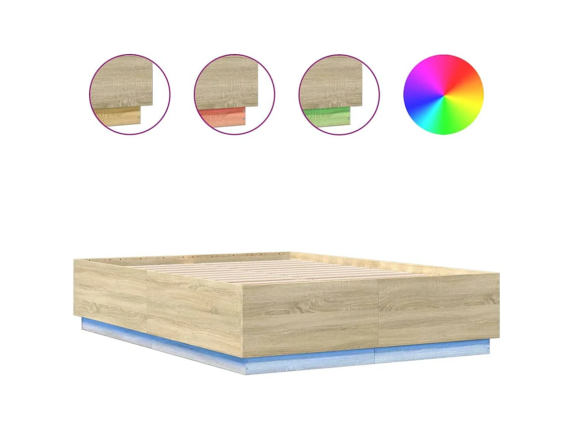 Bedframe met LED zonder matras Sonoma eiken 140x200 cm