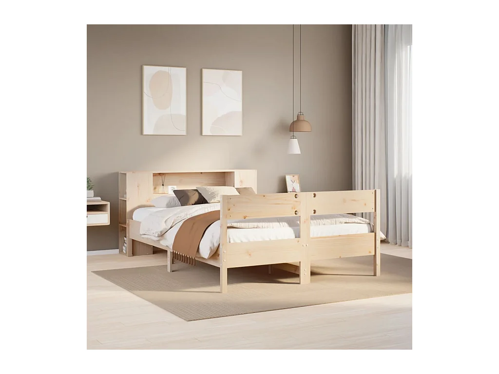 Bibliotheekbed zonder matras 150x200 cm massief grenenhout