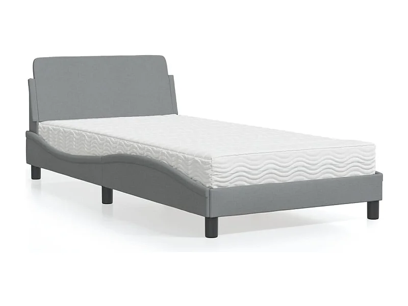 Letto con materasso grigio chiaro tessuto 100x200 cm