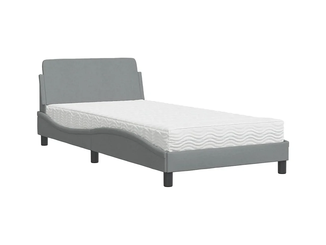 Letto con materasso grigio chiaro tessuto 100x200 cm