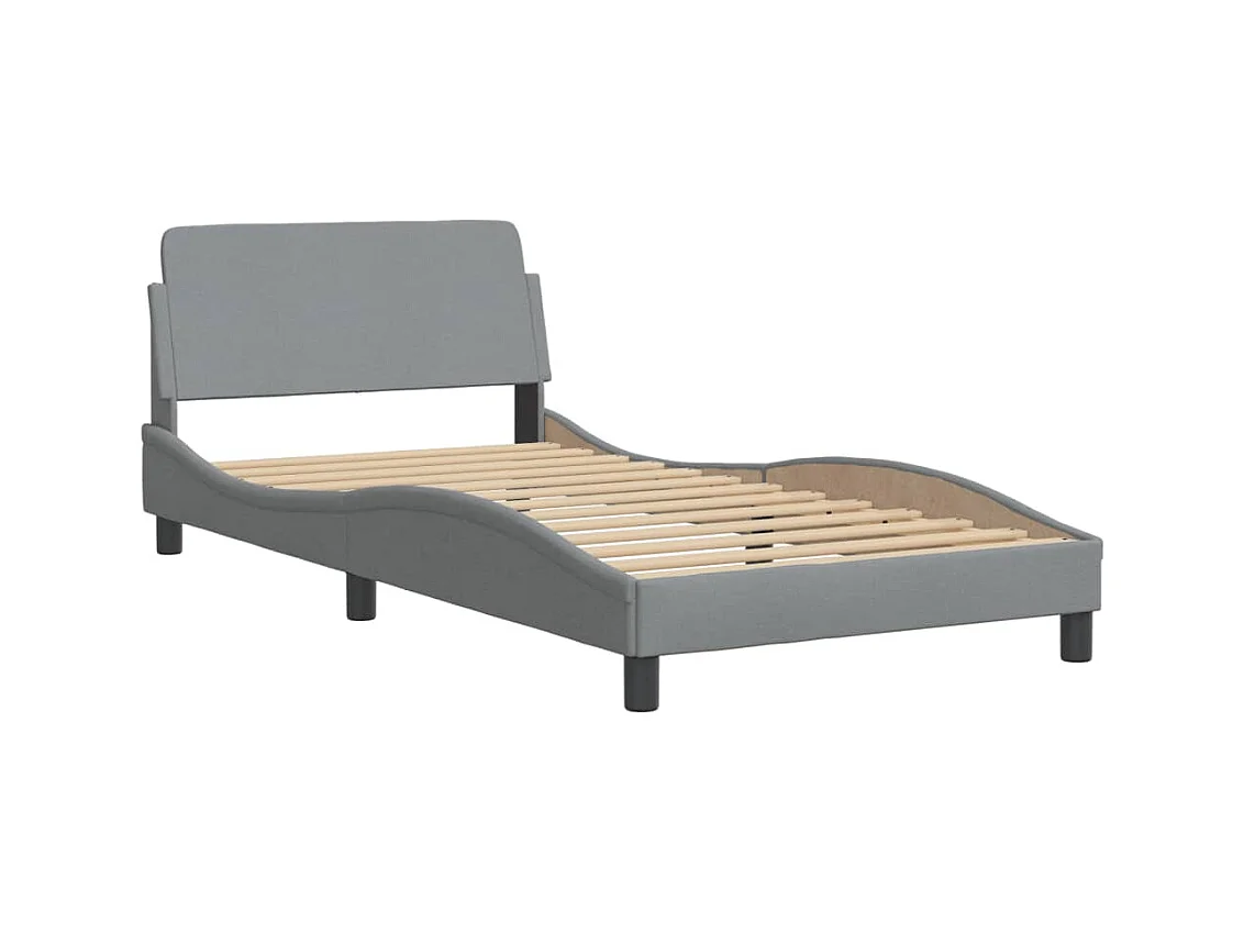 Letto con materasso grigio chiaro tessuto 100x200 cm