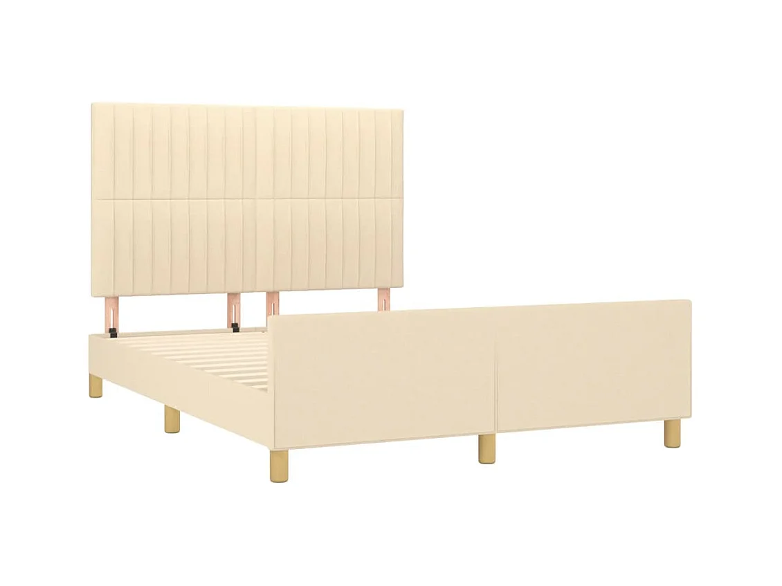 Cadre de lit sans matelas crème 140x200 cm tissu