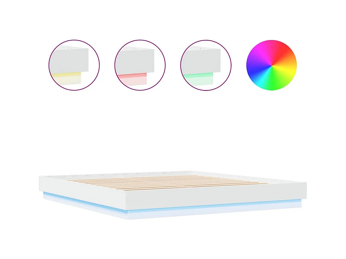 Bedframe met LED zonder matras wit 200x200 cm