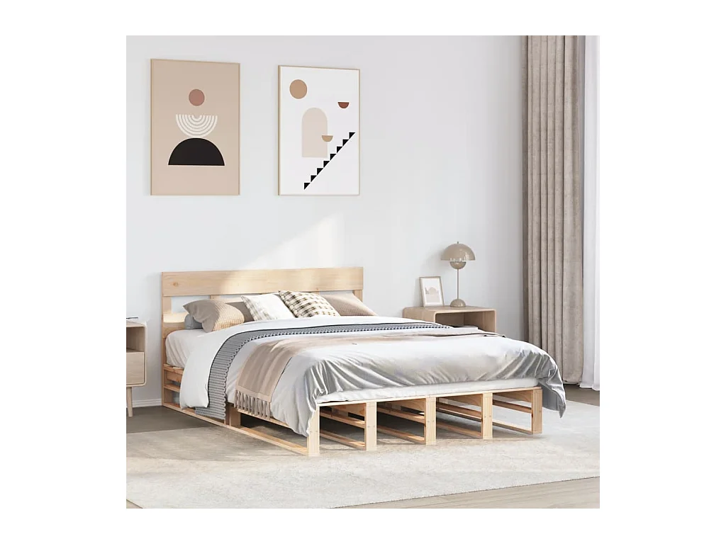 Estructura de cama sin colchón 135x190 cm madera maciza de pino