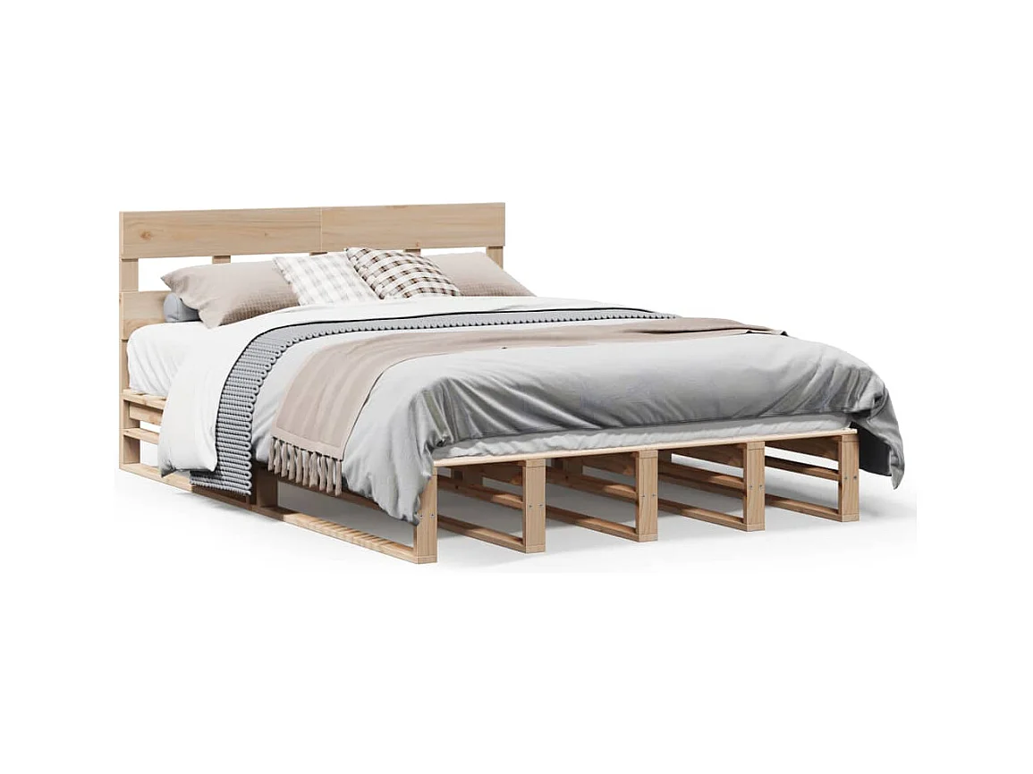 Estructura de cama sin colchón 135x190 cm madera maciza de pino