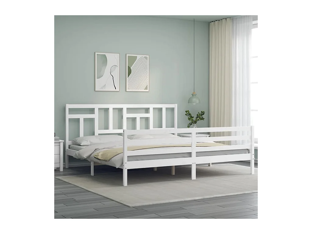 Estructura de cama sin colchón blanca 200x200 cm madera maciza