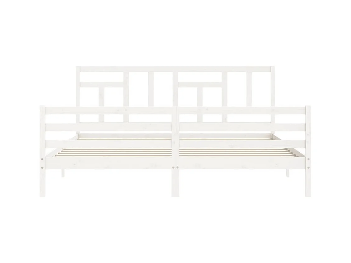 Estructura de cama sin colchón blanca 200x200 cm madera maciza