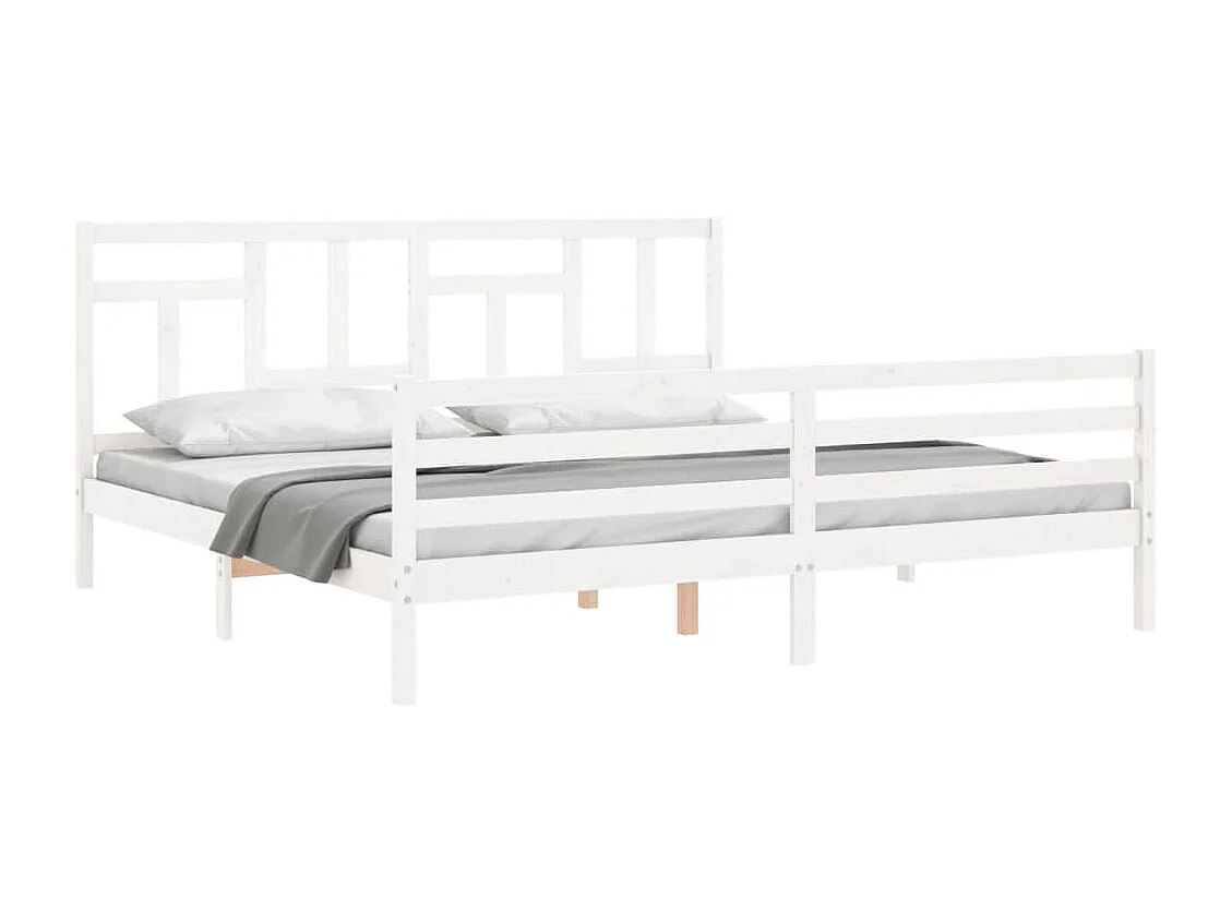 Cadre de lit sans matelas blanc 200x200 cm bois massif