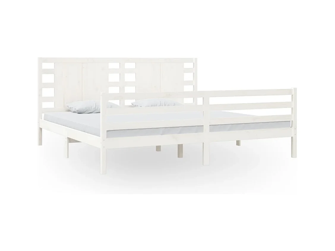 Struttura letto senza materasso bianco 200x200 cm in legno massello di pino