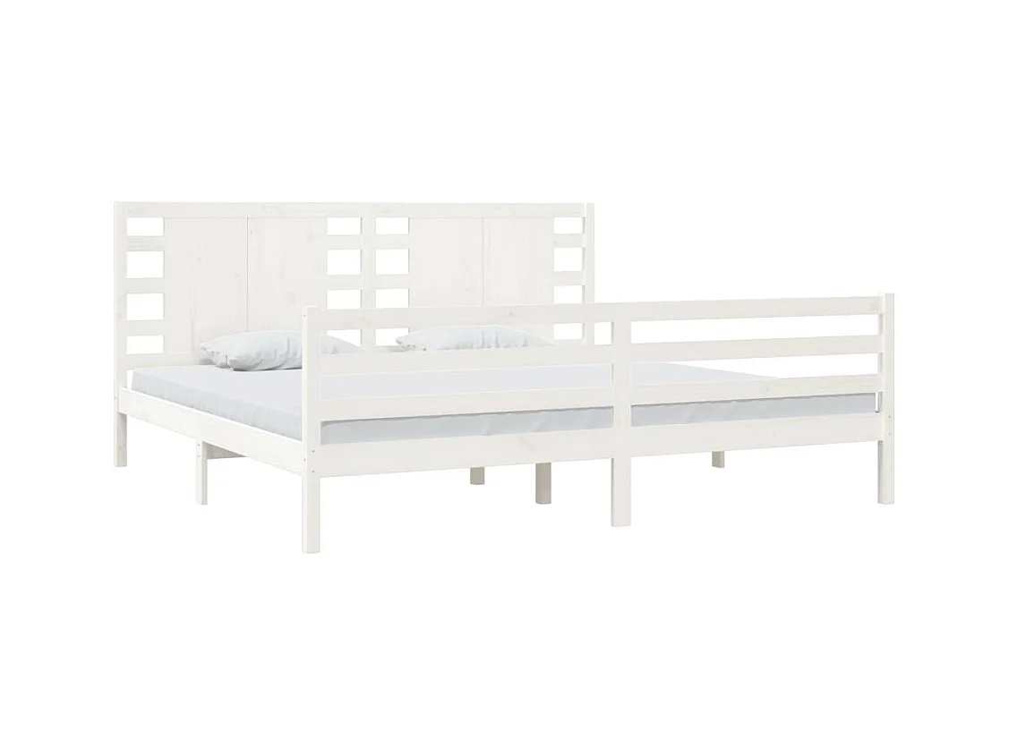 Struttura letto senza materasso bianco 200x200 cm in legno massello di pino