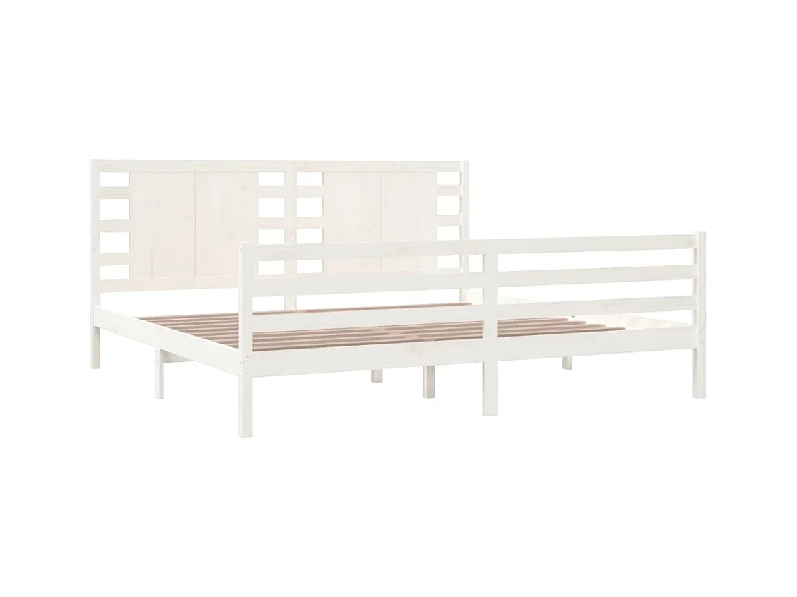 Struttura letto senza materasso bianco 200x200 cm in legno massello di pino