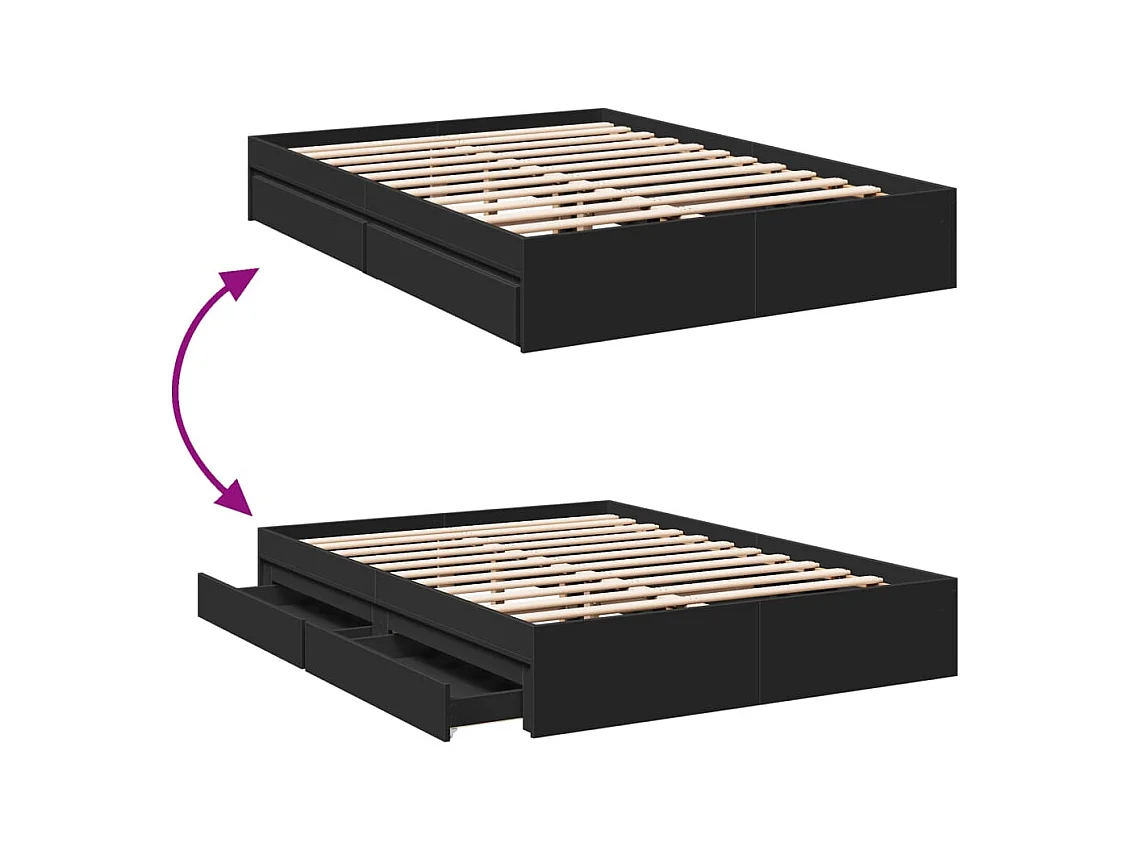 Bedframe met lades zonder matras zwart 140x200 cm