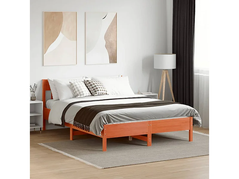 Bedframe zonder matras, bruine was, 160x200cm, massief grenenhout