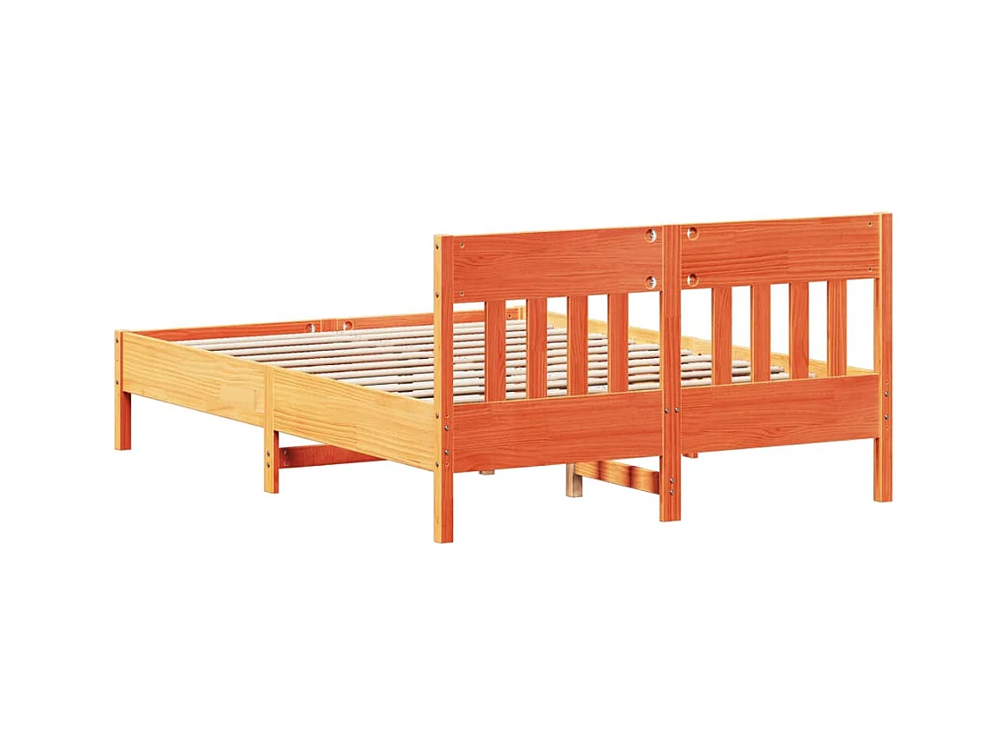 Bedframe zonder matras, bruine was, 160x200cm, massief grenenhout