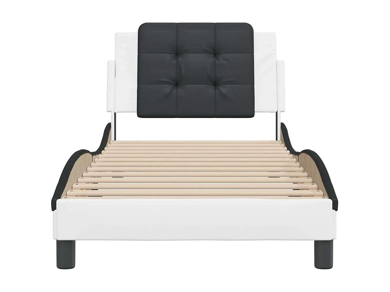 Cadre de lit sans matelas blanc et noir 100x200 cm similicuir