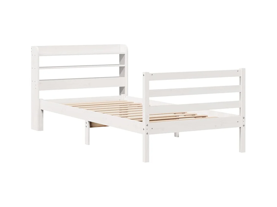 Estructura de cama con cabecero sin colchón blanco 90x200 cm