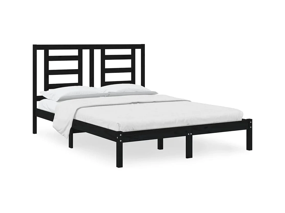 Zwart matrasloos bedframe 140x190 cm massief grenenhout