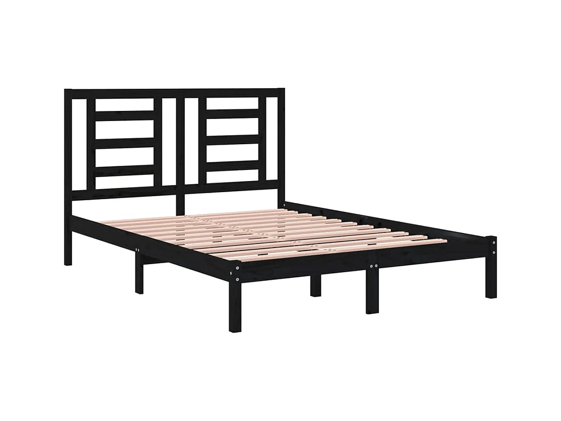 Zwart matrasloos bedframe 140x190 cm massief grenenhout