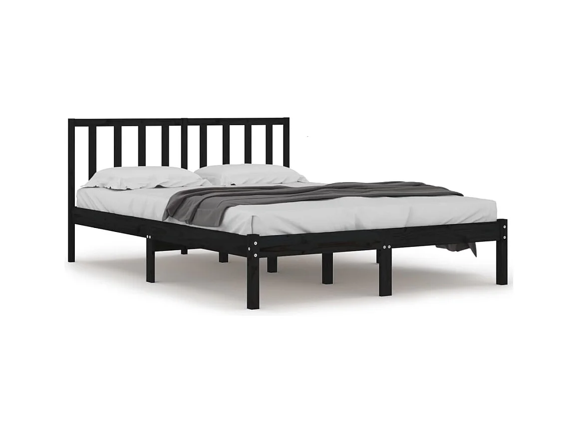 Bettgestell ohne Matratze schwarz Massivholz Kiefer 200x200 cm