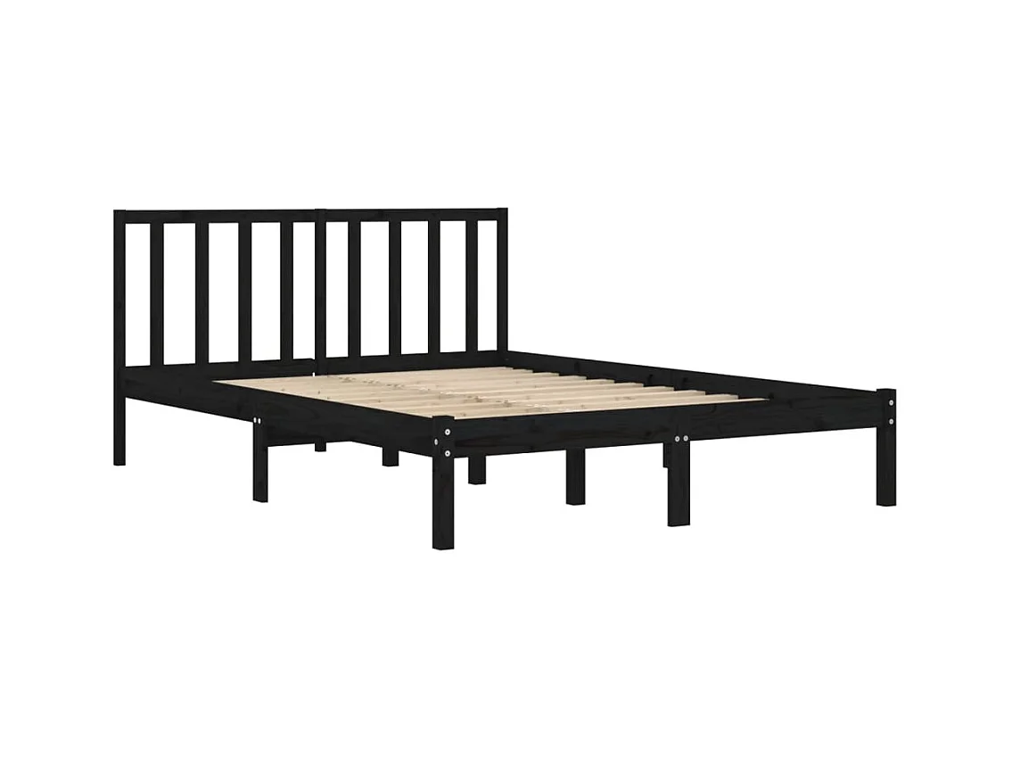 Bettgestell ohne Matratze schwarz Massivholz Kiefer 200x200 cm