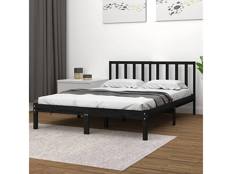 Struttura letto senza materasso in legno massello di pino nero 200x200 cm