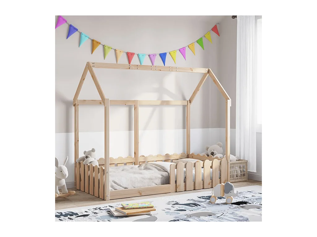 Cadre de lit d'enfants forme de maison sans matelas pin massif
