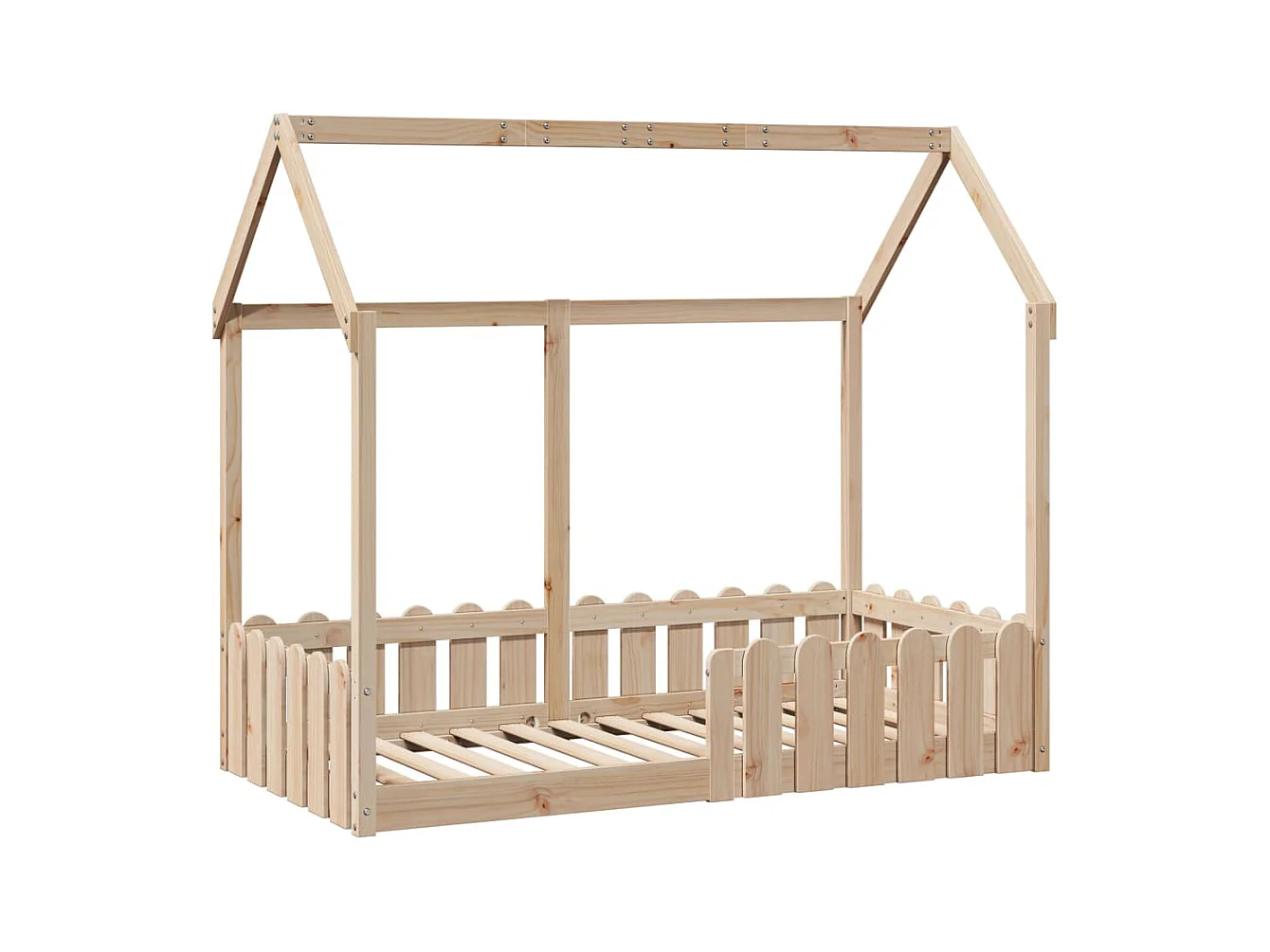Cadre de lit d'enfants forme de maison sans matelas pin massif