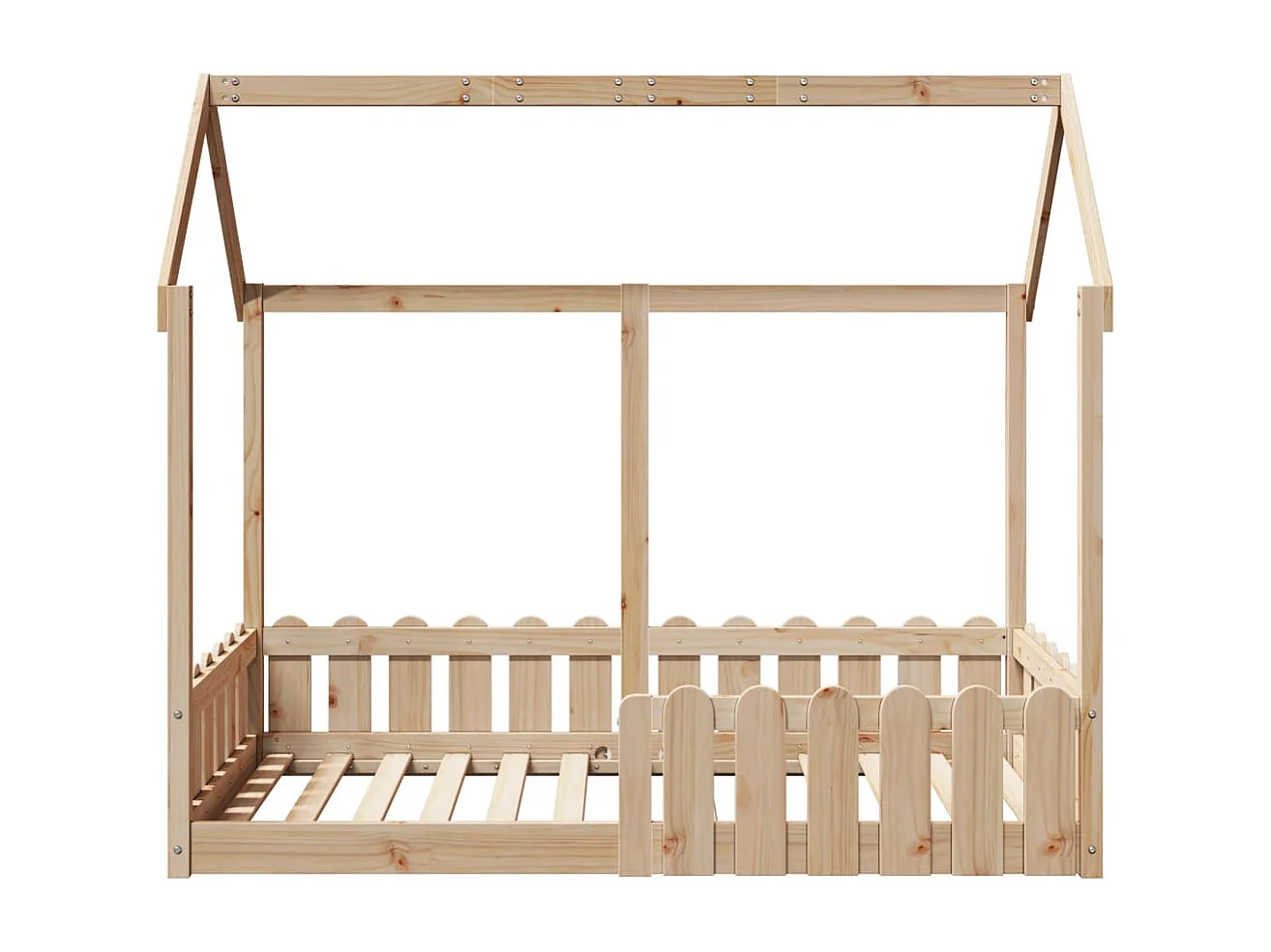 Struttura letto per bambini a forma di casa senza materasso in pino massiccio