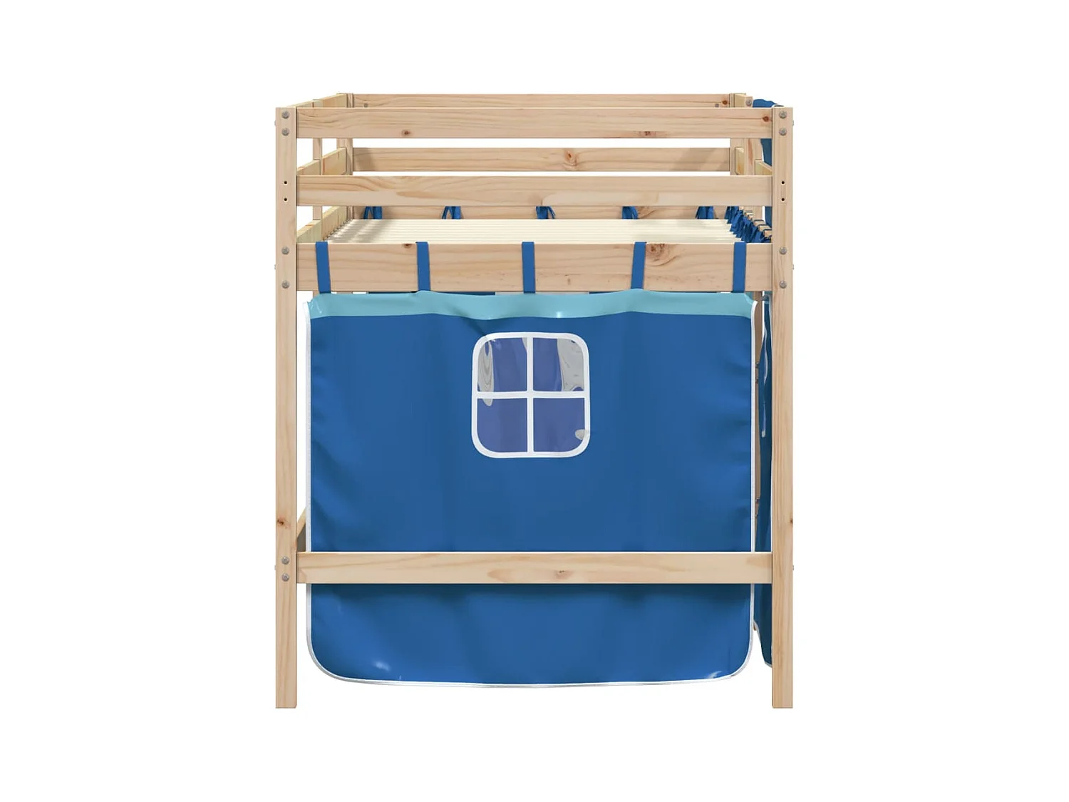 Kinderhochbett mit Vorhängen ohne Matratze blau 90x200cm