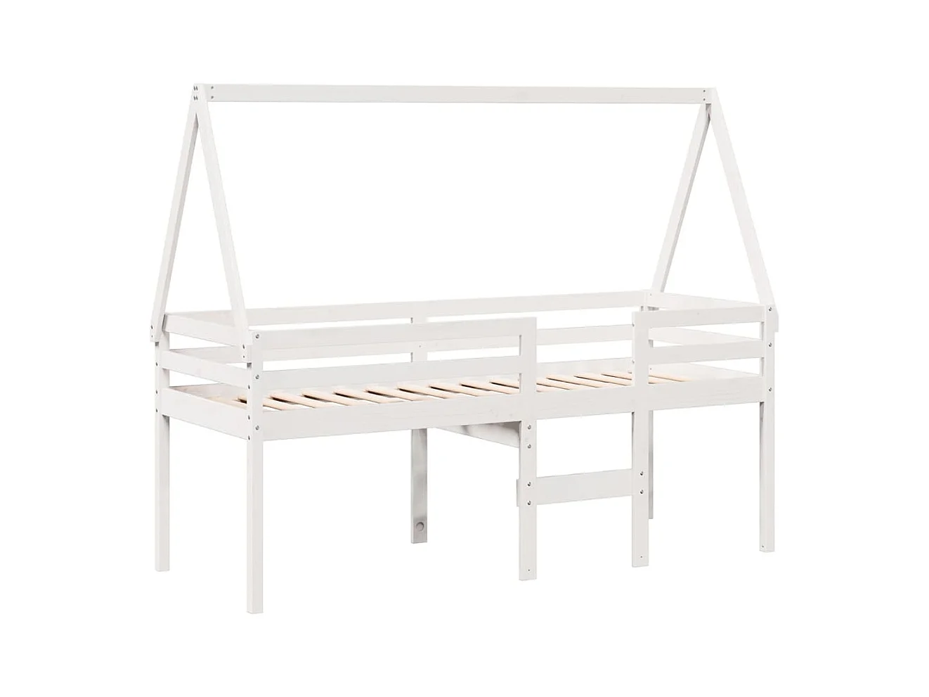 Hoogslaper zonder matras wit 90x200 cm massief grenenhout