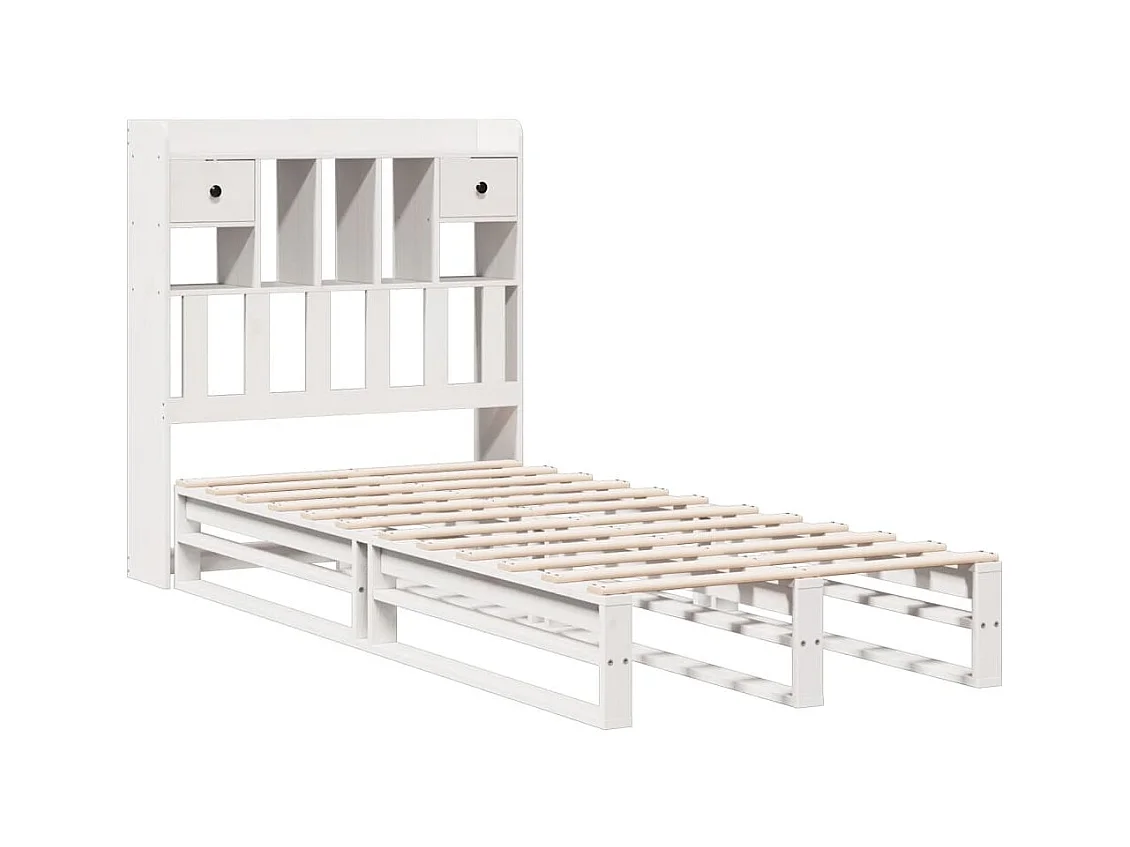 Letto libreria bianco senza materasso 90x200cm in legno massello di pino