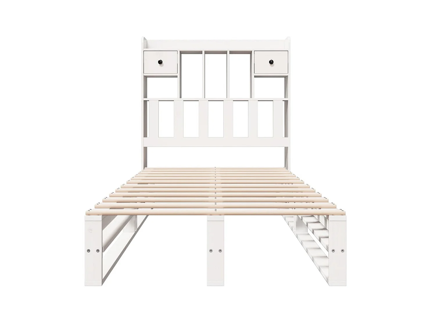 Letto libreria bianco senza materasso 90x200cm in legno massello di pino