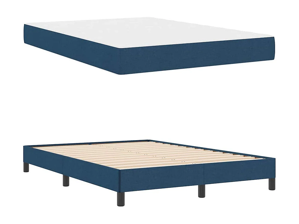 Cama de muelles con colchón Tela azul 160 x 200 cm