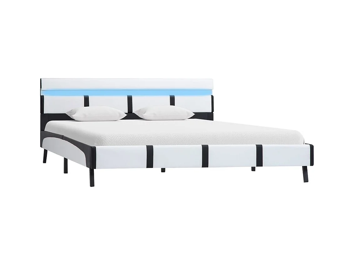 Struttura letto con LED senza materasso bianco 140x200 cm ecopelle