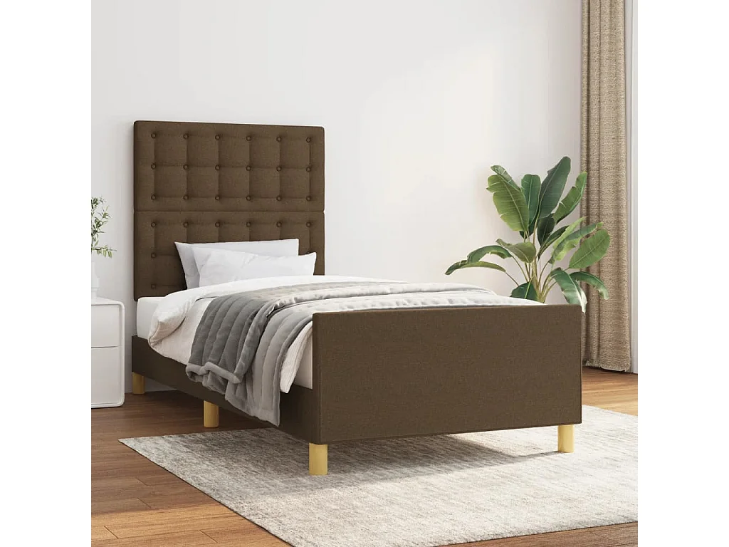 Struttura letto senza materasso tessuto marrone scuro 90x200 cm