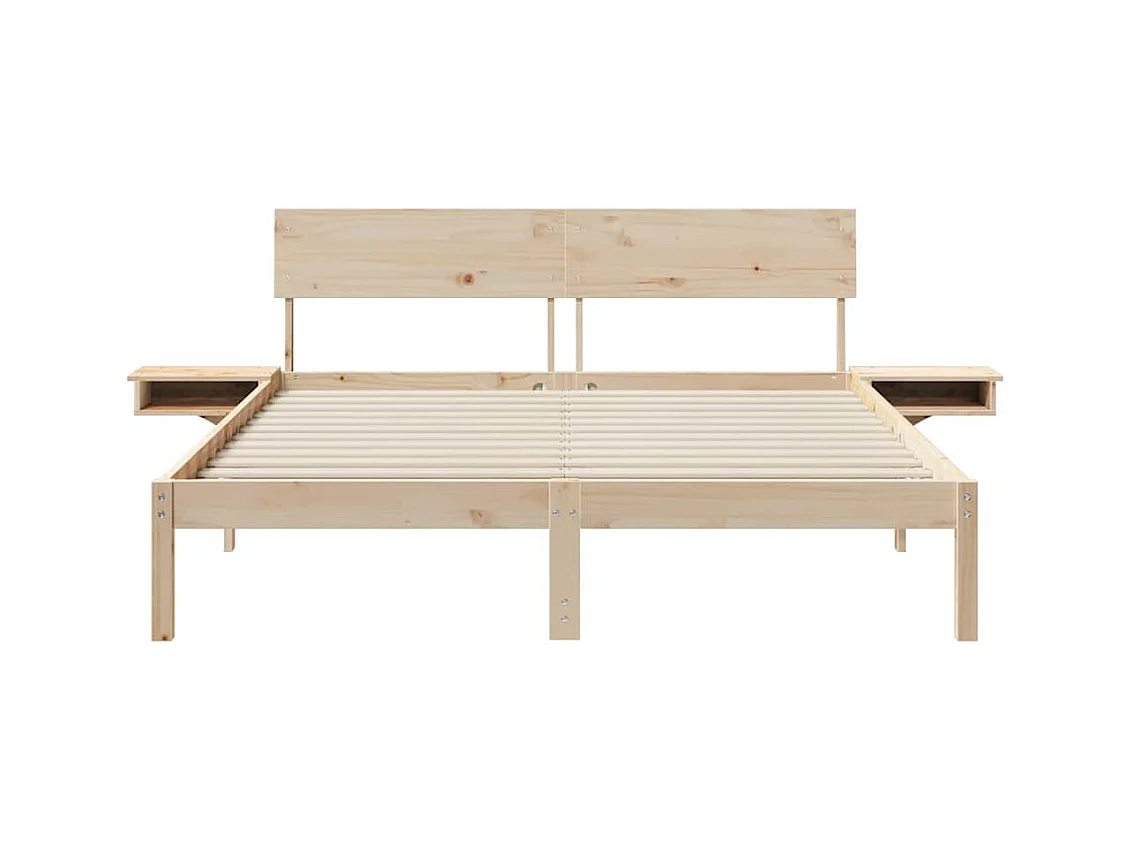 Bettgestell mit Nachttischen Braun Massivholz Kiefer