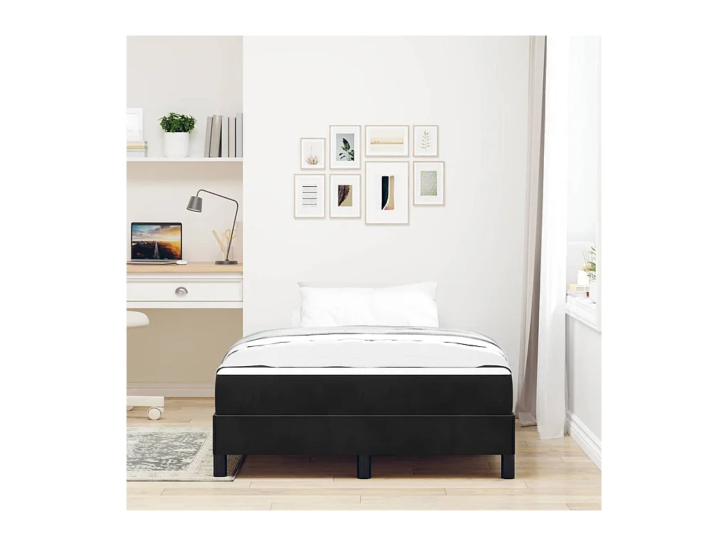 Boxspringbett mit Matratze Schwarz 120 x 200 cm Samt