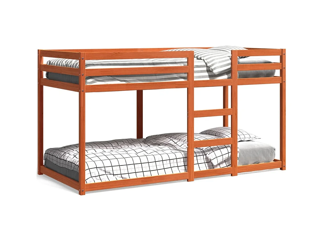 Stapelbed zonder matras bruin gewaxt 80x200 cm massief grenen