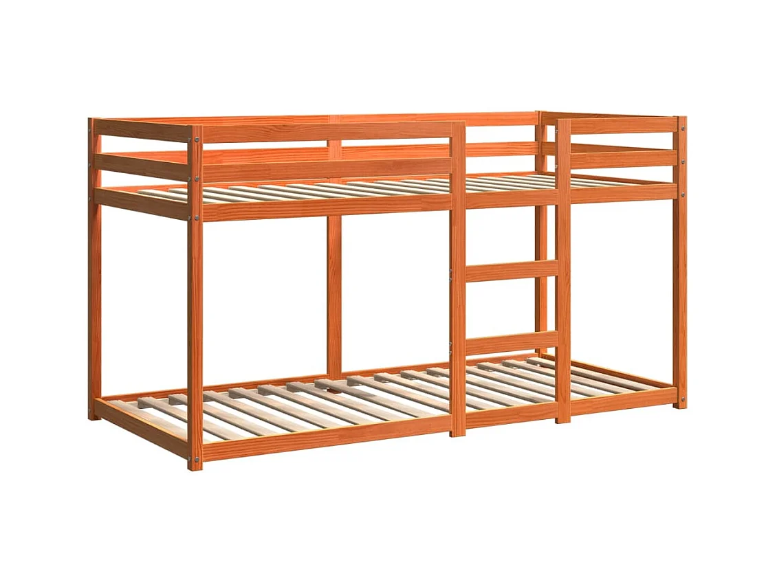 Stapelbed zonder matras bruin gewaxt 80x200 cm massief grenen