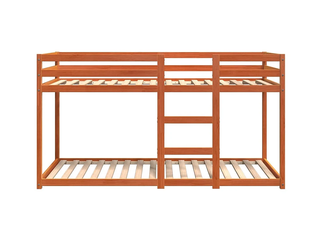 Stapelbed zonder matras bruin gewaxt 80x200 cm massief grenen