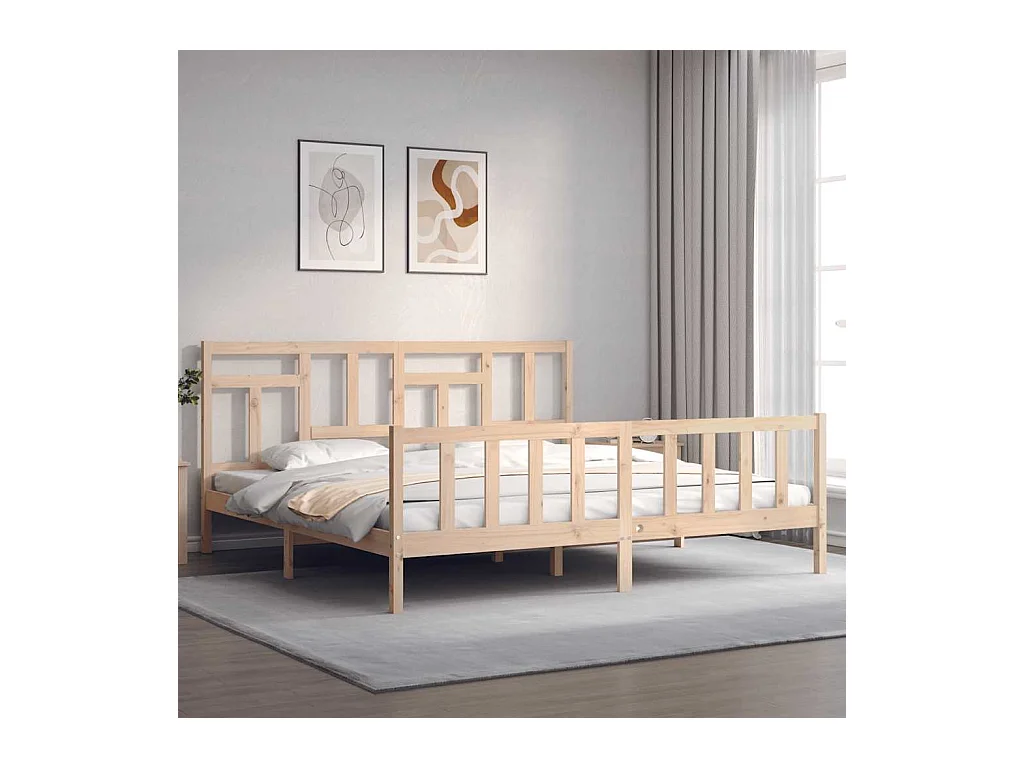 Struttura letto senza materasso 200x200 cm in legno massello di pino